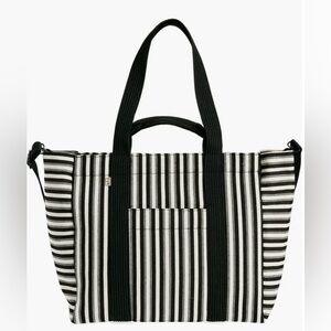 Beis Striped Black and White Tote Bag